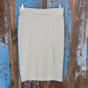 Ann Taylor Cream Striped Pencil Skirt